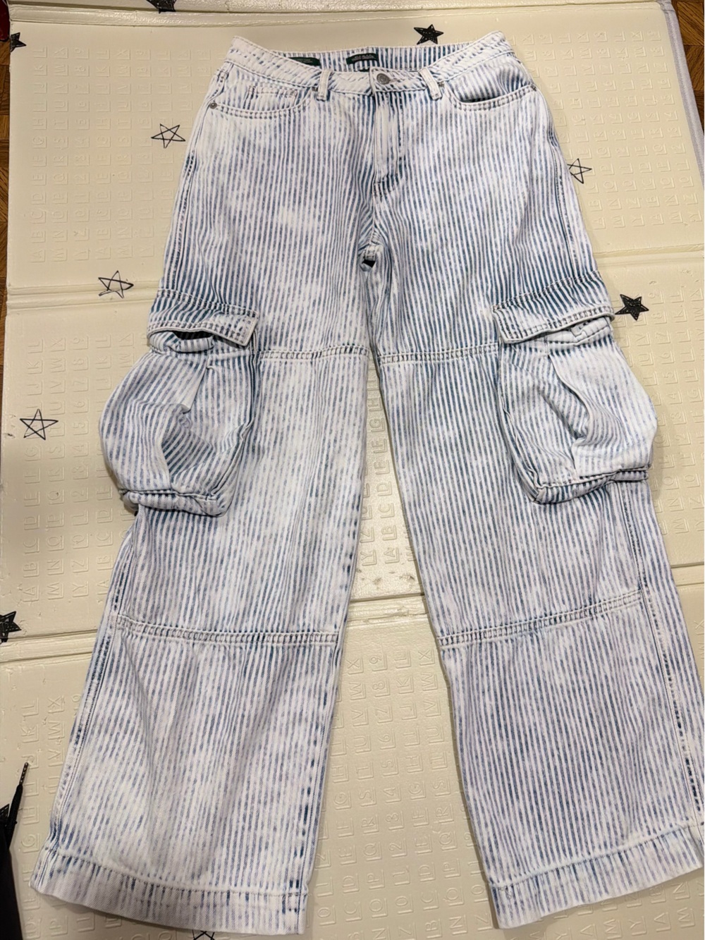 wild fable Light Blue Striped Slim Straight Jeans